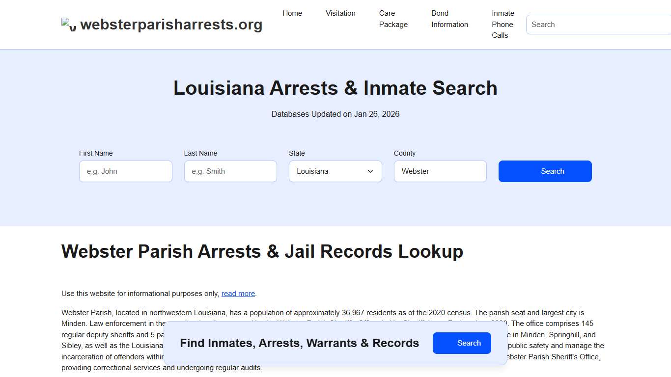 Webster Parish, LA Arrests, Warrants, Police Records Search
